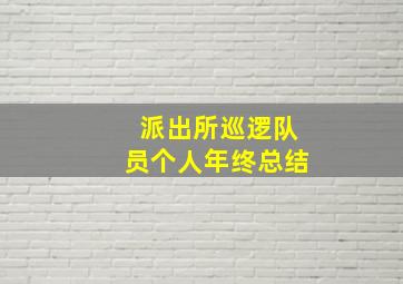 派出所巡逻队员个人年终总结