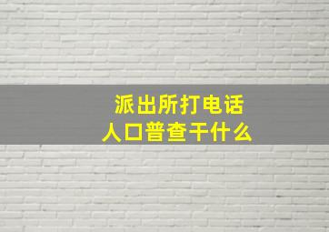 派出所打电话人口普查干什么