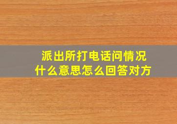 派出所打电话问情况什么意思怎么回答对方