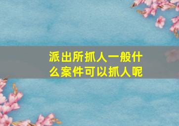 派出所抓人一般什么案件可以抓人呢