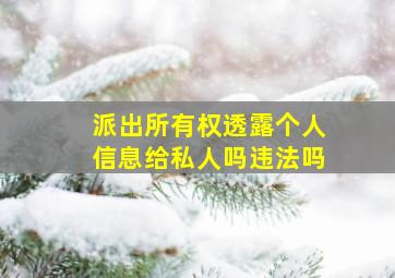 派出所有权透露个人信息给私人吗违法吗