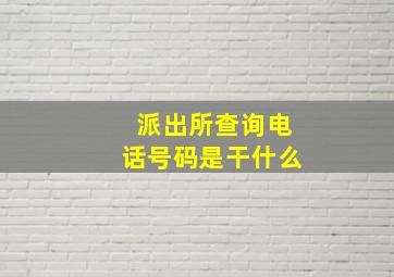 派出所查询电话号码是干什么