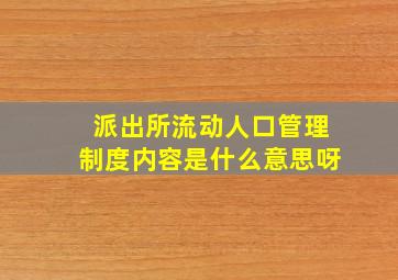 派出所流动人口管理制度内容是什么意思呀