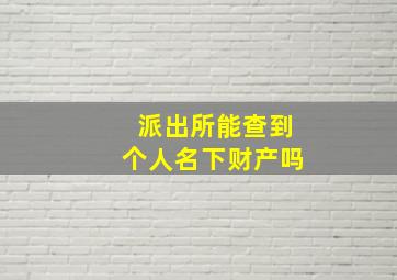 派出所能查到个人名下财产吗