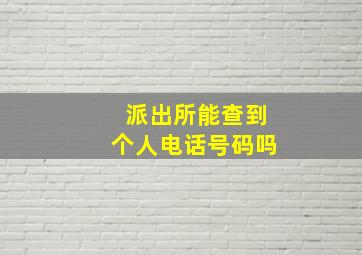 派出所能查到个人电话号码吗