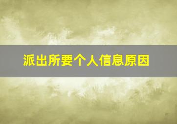 派出所要个人信息原因