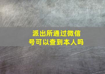 派出所通过微信号可以查到本人吗