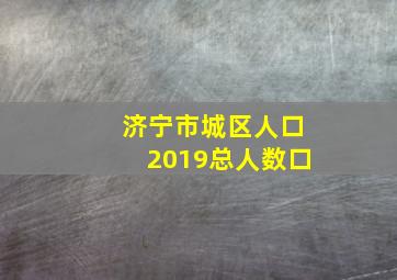 济宁市城区人口2019总人数口