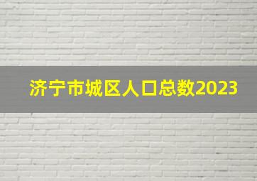 济宁市城区人口总数2023