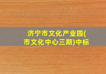 济宁市文化产业园(市文化中心三期)中标