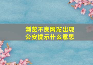 浏览不良网站出现公安提示什么意思