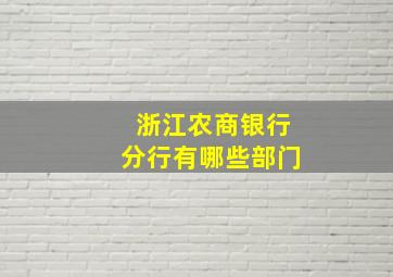 浙江农商银行分行有哪些部门