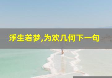 浮生若梦,为欢几何下一句