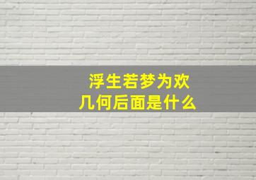 浮生若梦为欢几何后面是什么