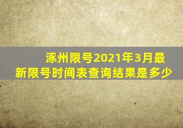 涿州限号2021年3月最新限号时间表查询结果是多少