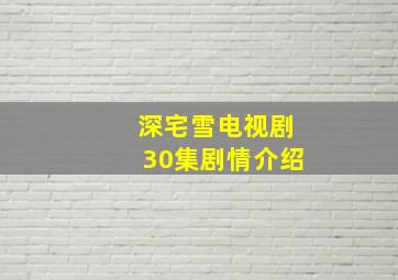 深宅雪电视剧30集剧情介绍