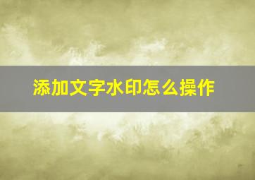 添加文字水印怎么操作