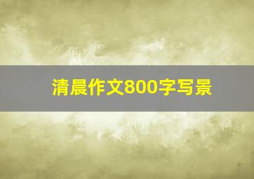 清晨作文800字写景