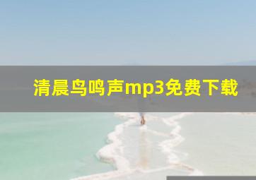 清晨鸟鸣声mp3免费下载