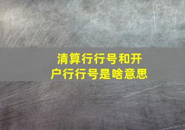 清算行行号和开户行行号是啥意思