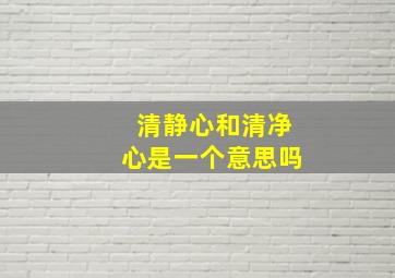 清静心和清净心是一个意思吗