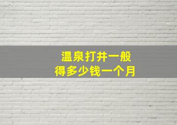 温泉打井一般得多少钱一个月