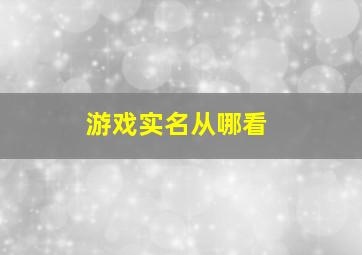 游戏实名从哪看