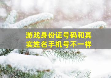 游戏身份证号码和真实姓名手机号不一样