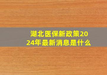 湖北医保新政策2024年最新消息是什么