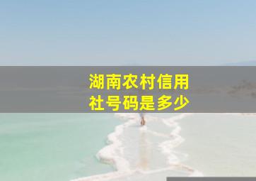 湖南农村信用社号码是多少