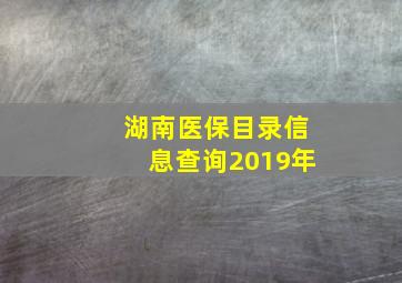 湖南医保目录信息查询2019年