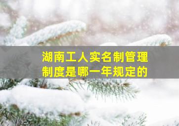 湖南工人实名制管理制度是哪一年规定的