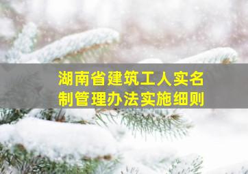 湖南省建筑工人实名制管理办法实施细则