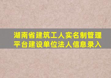 湖南省建筑工人实名制管理平台建设单位法人信息录入