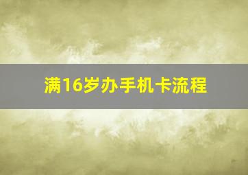 满16岁办手机卡流程