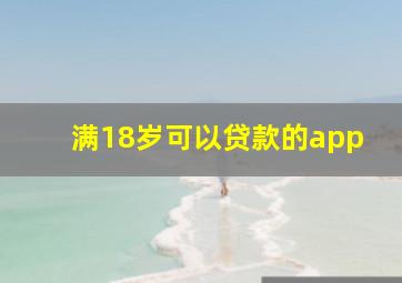 满18岁可以贷款的app