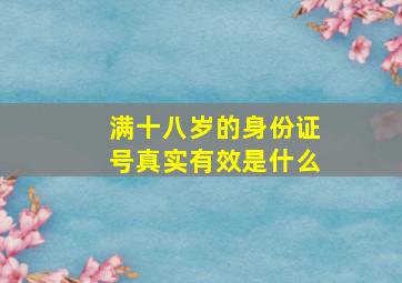 满十八岁的身份证号真实有效是什么