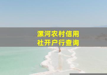 漯河农村信用社开户行查询