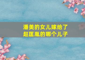 潘美的女儿嫁给了赵匡胤的哪个儿子