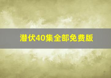 潜伏40集全部免费版