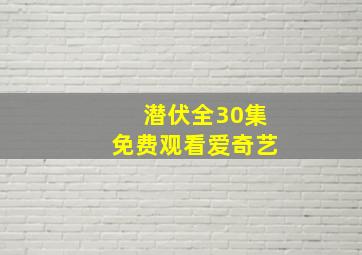 潜伏全30集免费观看爱奇艺