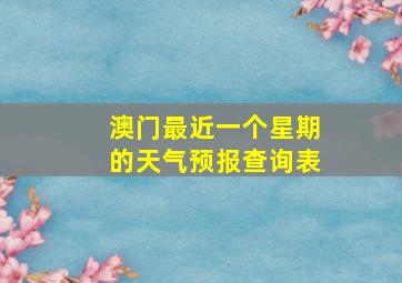 澳门最近一个星期的天气预报查询表