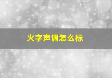 火字声调怎么标