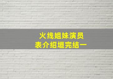 火线姐妹演员表介绍垣完结一