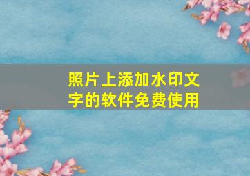 照片上添加水印文字的软件免费使用