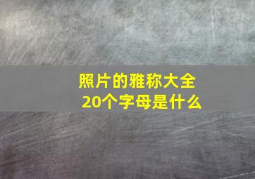 照片的雅称大全20个字母是什么