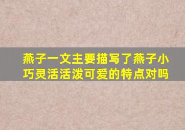 燕子一文主要描写了燕子小巧灵活活泼可爱的特点对吗