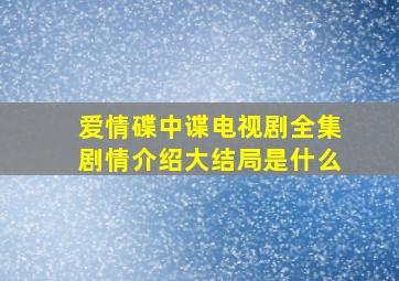 爱情碟中谍电视剧全集剧情介绍大结局是什么