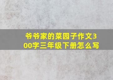 爷爷家的菜园子作文300字三年级下册怎么写