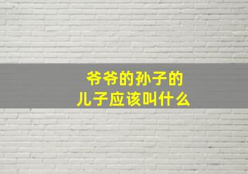 爷爷的孙子的儿子应该叫什么